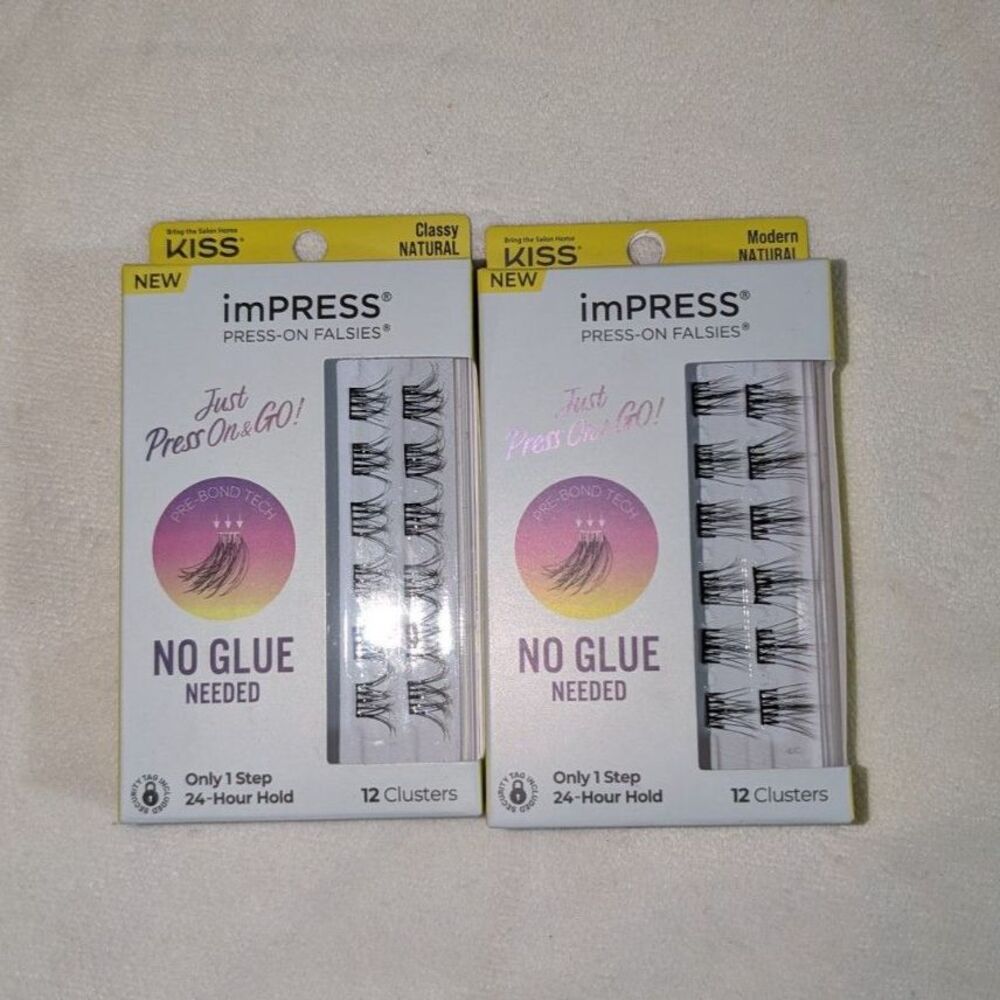 KISS imPRESS Press-On Falsies 2-Pack - Classy Natural & Modern Natural - NIB